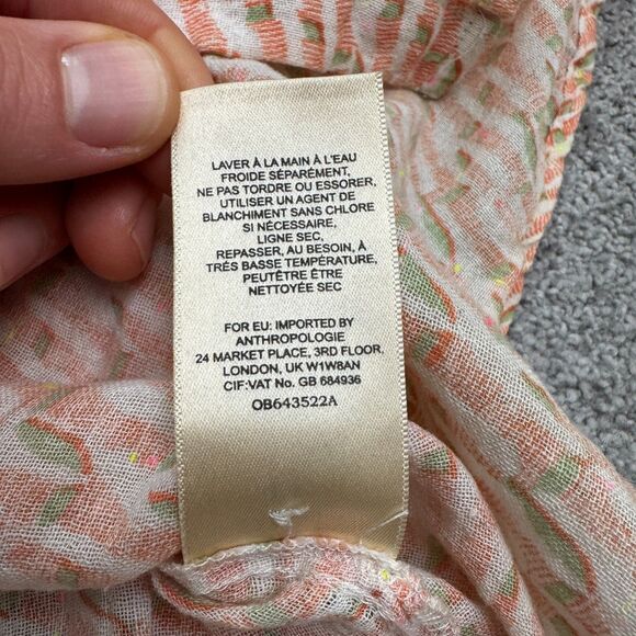 Maeve Anthropologie Textured Striped Tunic Blouse Womens Medium Orange V-Neck - Picture 8 of 13